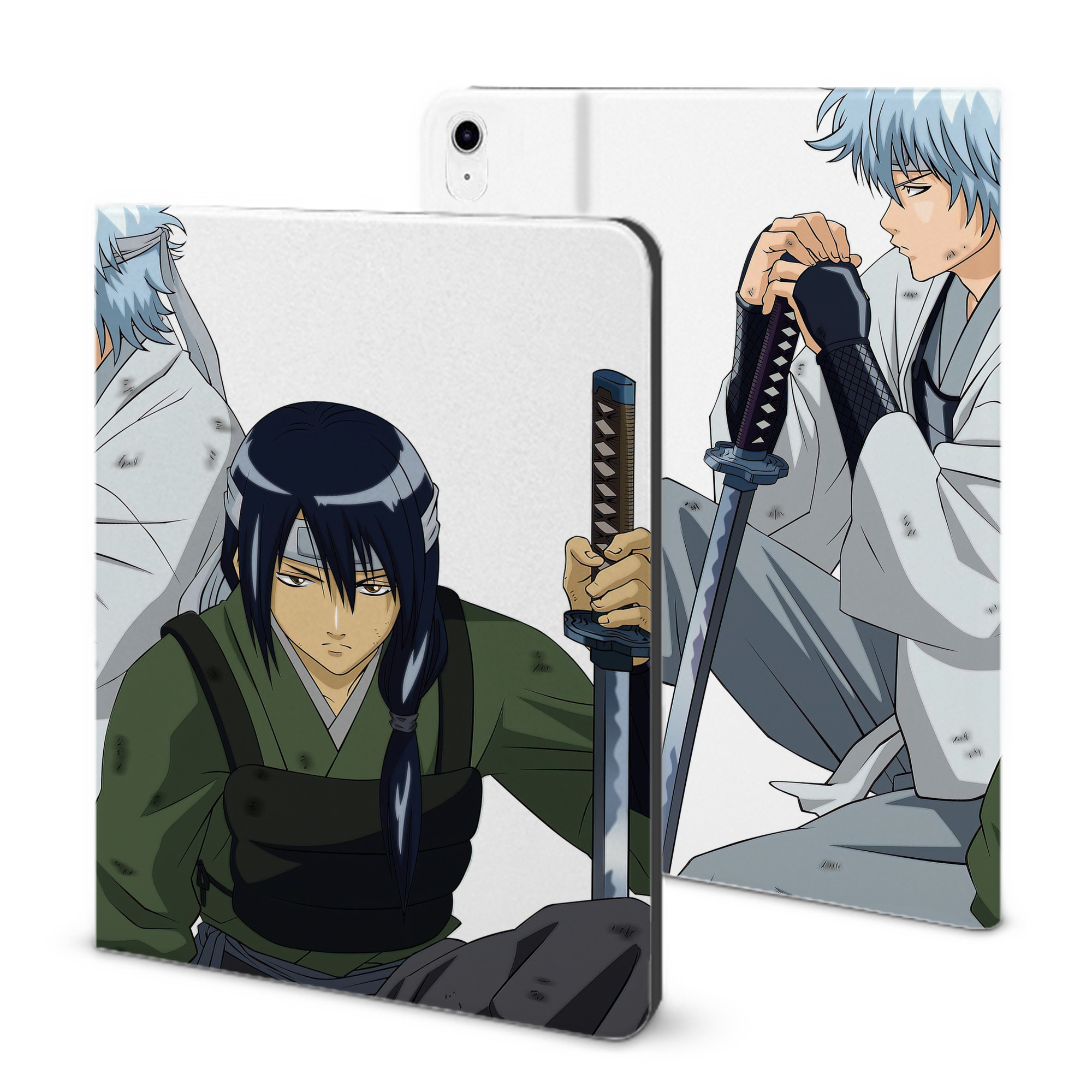 （画像用） ぎんたま 坂田銀時（さかたぎんとき） 神楽 志村新八（しむら しんぱち） GINTAMA Sakata Gintoki Kagura Shimura Shinpachi IPad ケース ブック型 PUレザー TPU 耐衝撃 軽量 薄型 ペン収納なし 全面保護 IPad 各モデル対応